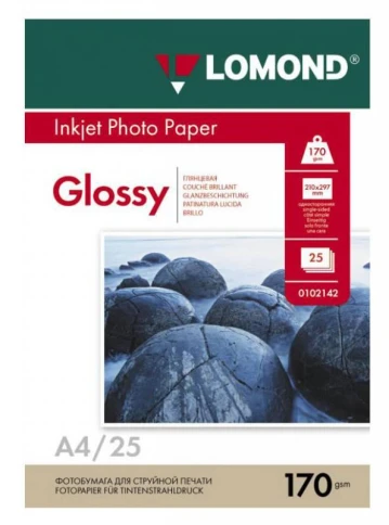 Фотобумага Lomond 0102143 A4/170г/м2/25л./белый глянцевое для струйной фото 1