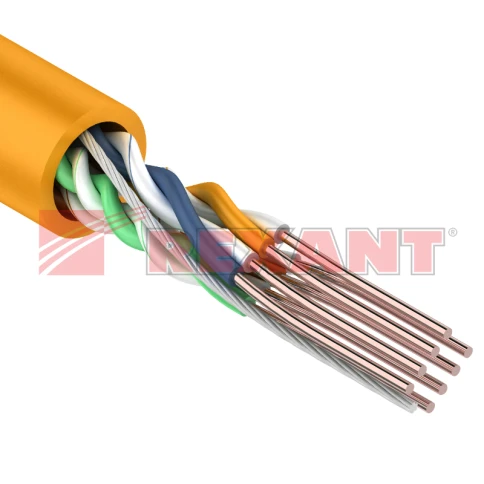 Кабель информационный U/UTP категория 5е 4х2х24AWG(0,50мм) 305м (медь) ZH нг(А)-HF solid оранжевый REXANT (01-0049) фото 1