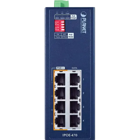 Инжектор/ PLANET IPOE-470 IP30 Industrial 4-port 10/100/1000T 95W 802. фото 2