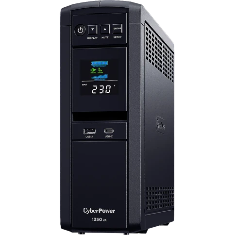 Источник бесперебойного питания/ UPS Line-Interactive CyberPower CP1350EPFCLCD 1350VA/810W USB/RS-232/RJ11/45/USB/SNMPslot  charger A/С (6 EURO), с чистым синусом при работе от АКБ фото 1