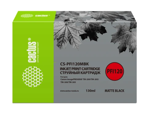 Картридж струйный Cactus CS-PFI120MBK черный матовый (130мл) для Ca фото 1