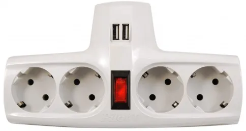 Разветвитель/ Разветвитель ZIS Pilot T USB, 4 розетки (евро с заземлен фото 1