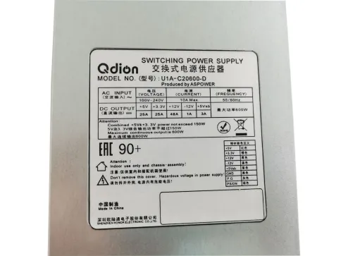 Блок питания серверный/ Server power supply Qdion Model U1A-C20600-D P/N:99SAC20600I1170112 1U Single Server Power 600W Efficiency 90+, Cable connector: C14 фото 4