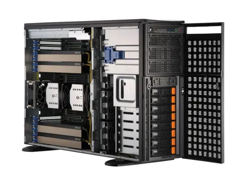Серверная платформа/ GPU SuperServer SYS-741GE-TNRT (X13DEG-QT, CSE-749TS-R2K05BP) (2 x LGA-4677, 16xDDR5 Up to 4TB, 8x 3.5" NVMe/SATA/SAS, 2 M.2 NVMe for boot drive only, 4x PCIe 5.0 x16 (double-width) slots, 3x PCIe 5.0 x16 (single-width) slots, 2x фото 1