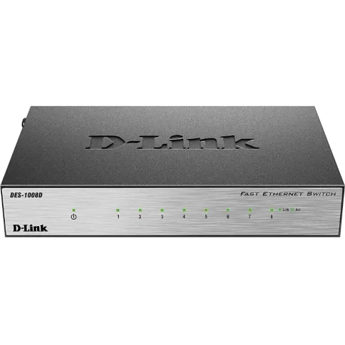 Сетевой коммутатор/ DES-1008D/L2B Unmanaged Switch 8x100Base-TX, metal фото 1