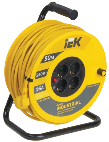Катушка УК50 с т/з 4 места 2Р+PЕ/50м 3х1,5 мм2 "Industrial" фото 2