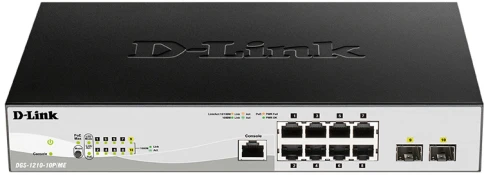 Коммутатор/ DGS-1210-10P/ME/B Managed L2 Metro Ethernet Switch 8x1000Base-T PoE, 2x1000Base-X... фото 1