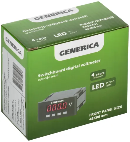 Амперметр цифр. щит. 1-ф. 48х96 LED GENERICA фото 2