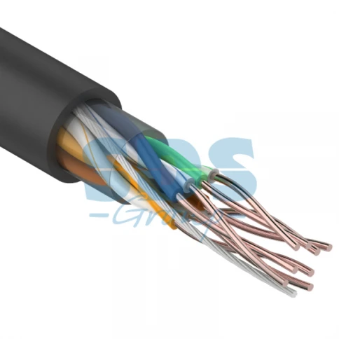 Кабель информационный U/UTP категория 5е 4х2х24AWG(0,50мм) 100м (медь) PE OUTDOOR черный REXANT фото 1