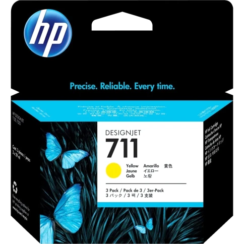 Набор картриджей/ HP 711 3-Pack 29-ml Yellow Ink Cartridge фото 1