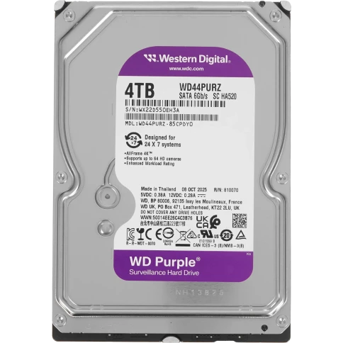 Жесткий диск/ HDD WD SATA3 4TB Purple Surveillancer 5400 RPM... фото 1