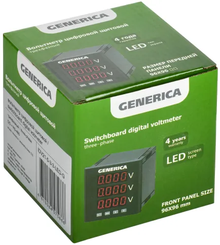 Вольтметр цифр. щит. 3-ф. DO RS-485 96х96 LED GENERICA фото 1