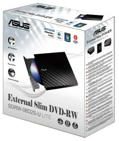 Оптический привод ASUS DVD-RW SDRW-08D2S-U LITE/WHT/G/AS белый USB внешний RTL... фото 3