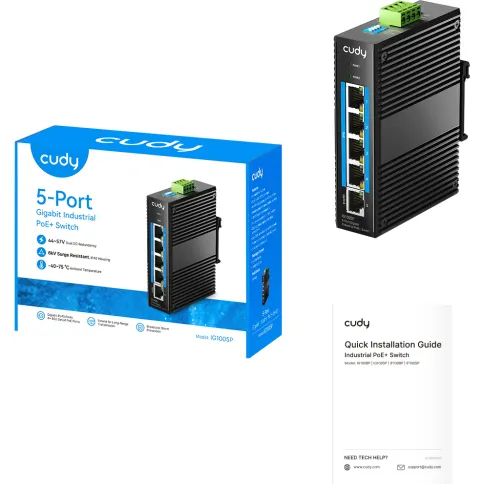 Промышленный коммутатор/ 5-Port Aluminum Industrial PoE+ Switch, 1000M фото 3