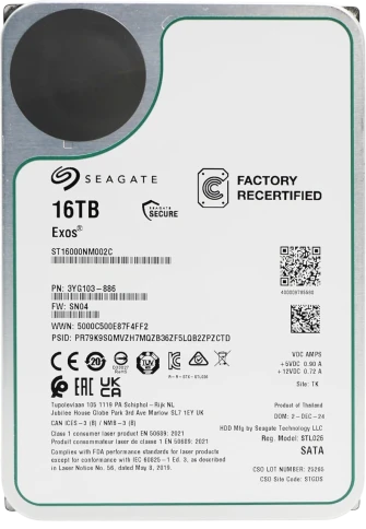 Жесткий диск/ HDD Seagate SATA 16Tb Exos 6Gb/s 7200 512Mb OFFICIAL REC фото 1