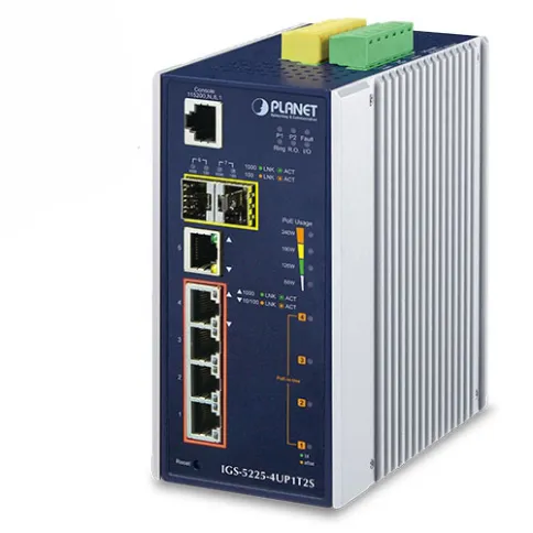 коммутатор/ PLANET IP30 Industrial L2+/L4 4-Port 60W 1000T Ultra PoE+ фото 1