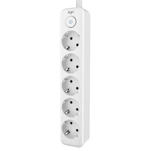 Cетевой фильтр AGNI плоский TP-FD5E-3m-white, 5 розеток Schuko, белый, фото 2