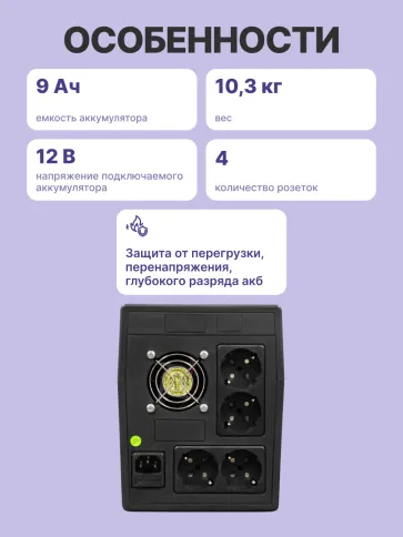 ИБП POWERMAN Back Pro 1500, линейно-интерактивный, 1500ВА, 900Вт,  4 е фото 3