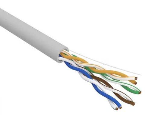 Кабель витопарный категории 5e U/UTP 24 AWG 4х2х0,52 LSZH нг(A)-HF для внутренней прокладки серый коробка 305м фото 1