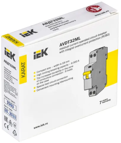 Выкл. авт. диф. тока АВДТ32МL С20 10мА KARAT IEK фото 9