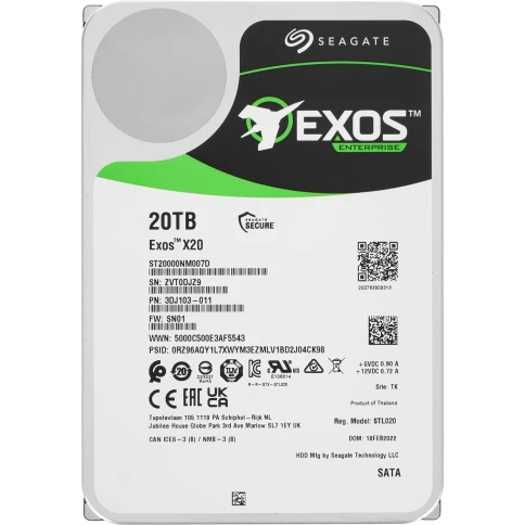 Модуль памяти/ HDD Seagate SATA3 20Tb Exos X20 7200 256Mb OFFICIAL REC фото 1