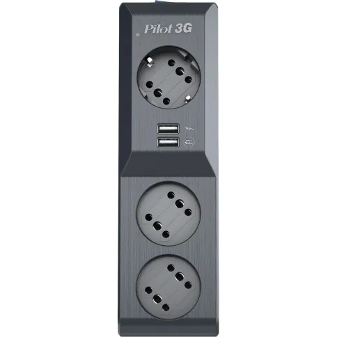 Сетевой фильтр/ Surge protector Pilot 3G 3xGP euro outlets, 10А/2.2кВа, 2xUSB, 10m, grafit фото 4