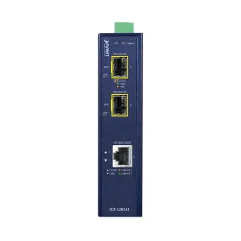 медиа конвертер/ PLANET IP30 Industrial 10/100/1000T to 2-Port 100/100 фото 2