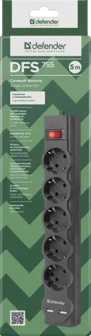 Defender DFS 755 (5 м, 5 розеток) фото 3