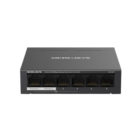 Коммутатор/ 6-Port 10/100 Mbps Desktop Switch with 4-Port PoE+ PORT:... фото 1