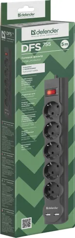 Defender DFS 755 (5 м, 5 розеток) фото 4