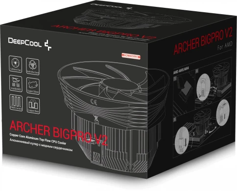 Кулер Deepcool Archer Bigpro V2 Soc-AM5/AM4/1200/1700/1851 4-pin 24-30dB Al+Cu 125W... фото 6