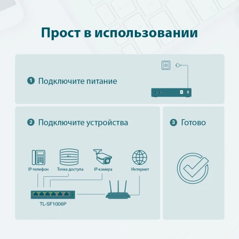 Коммутатор/ 4-port 10/100 Mbit / s unmanaged PoE + switch... фото 4