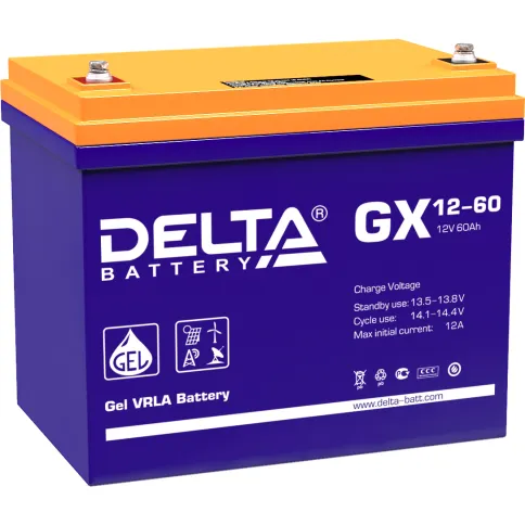 Батарея DELTA серия GX, GX 12-60, напряжение 12В, емкость 60Ач (разряд фото 1