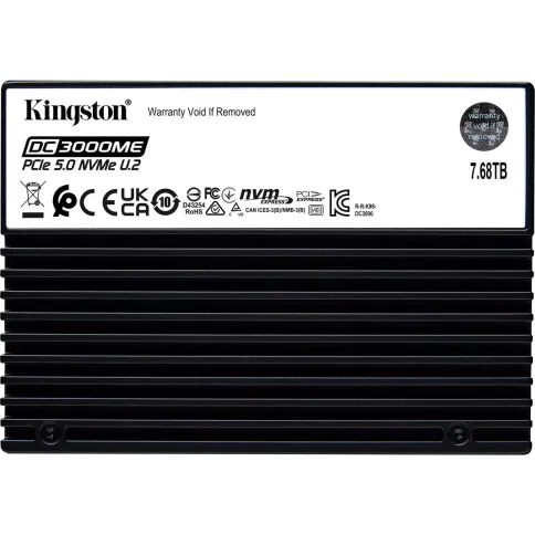 Твердотельный накопитель/ Kingston SSD DC3000ME 7680GB, U.2(2.5" 15mm), NVMe, PCIe Gen 5x4, 3D TLC, R/W 14000/10000MB/s, IOPs 2 800 000/500 000, TBW 14016, DWPD 1 (12 мес) фото 1