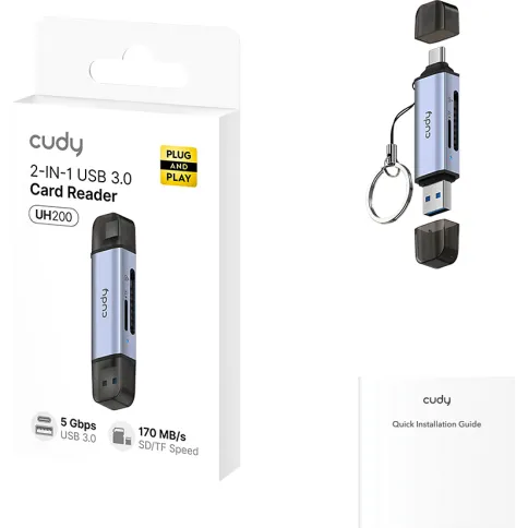 Кардридер/ 2-IN-1 USB 3.0 SD/TF Card Reader, Dual USB (1xUSB-A 3.0 + 1 фото 4