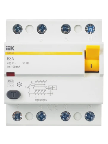 УЗО ВД1-63 4Р 63А 100мА IEK фото 1