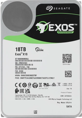 Жесткий диск Seagate SATA-III 18Tb ST18000NM000J Server Exos X18 512E... фото 1