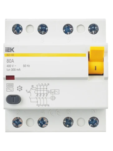 УЗО ВД1-63 4Р 80А 300мА IEK фото 3