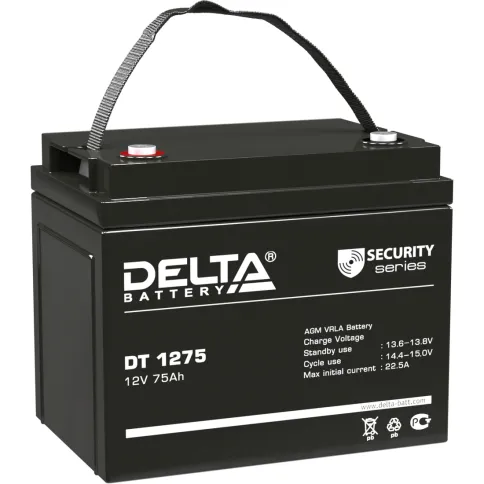 Батарея DELTA серия DT, DT 1275, напряжение 12В, емкость 75Ач (разряд фото 1