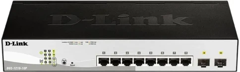 Коммутатор/ DGS-1210-10P/FL Managed L2 Switch 8x1000Base-T PoE, 2x1000Base-X SFP, PoE... фото 1