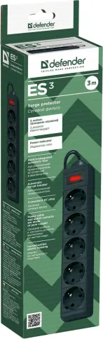 Defender ES 3 Black (3 м, 5 розеток) фото 3