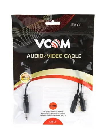 VCOM mini jack 3.5 mm (m) - 2 x mini jack 3.5 mm (f) 0.2м фото 3