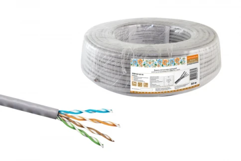 Кабель информационный U/UTP категория 5е 4х2х24AWG 50м CCA (омедненка) PVC solid серый народный фото 1