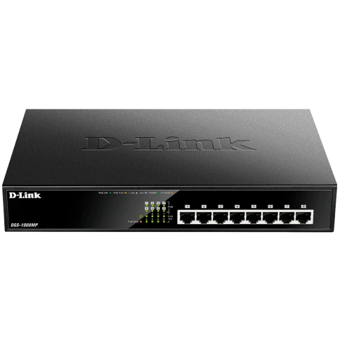 Коммутатор/ DGS-1008MP/B Unmanaged Switch 8x1000Base-T PoE, PoE Budget 125W, metal... фото 1