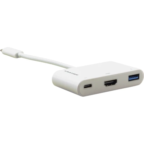 Переходник USB 3.1 тип C вилка на HDMI розетку, USB 3.0 розетку и розе фото 3