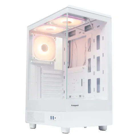 Корпус без блока питания/ Case HSPD F510, Panoramic Mid Tower, White, TG, 0.5 SPCC, 3x120mm ARGB (FNW010) ATX, mATX, mITX 180/280/160mm 1x2.5", 1x3.5", 7xPCI 2xUSB-A 3.0 356x218x467mm фото 1