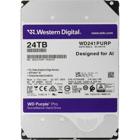 Жесткий диск/ HDD WD SATA3 24Tb Purple Pro 7200 512Mb... фото 1