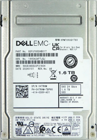 Серверный твердотельный накопитель/ KIOXIA SSD PM7-V, 1600GB, 2.5" 15m фото 2