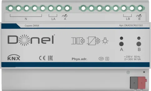 Donel KNX SCR диммер 2-канальный, Установка на DIN-рейку, макс. нагруз фото 1