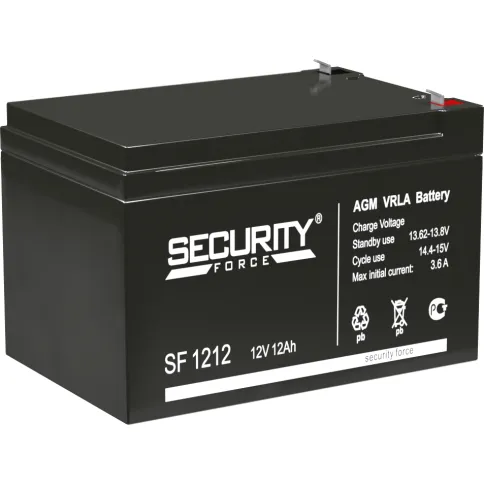 Батарея SECURITY FORCE серия SF, SF 1212, напряжение 12В, емкость 12Ач фото 1